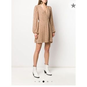 Ganni polka dot wrap mini dress, size 34